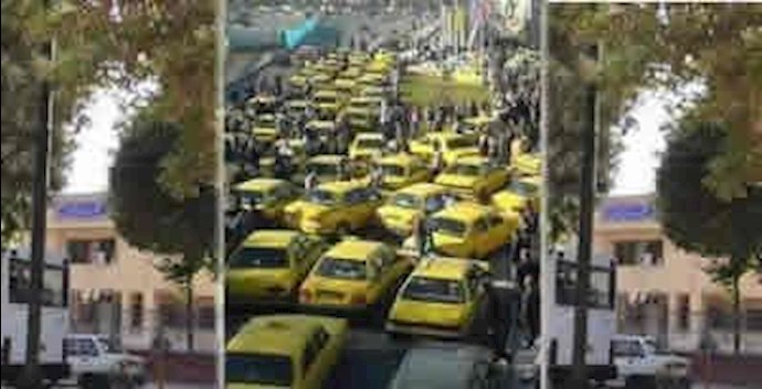 احتجاج سواق سيارات الأجرة علی مضايقات شديدة مفروضة عليهم في مدينة «شهرکرد»