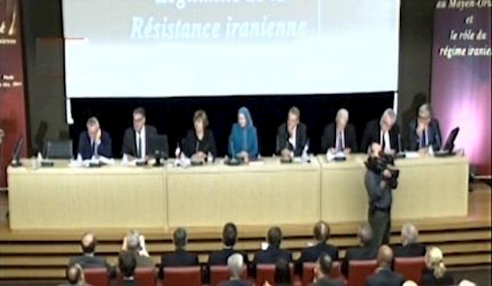 کلمتا رئيسة الوزراء الاسبقة إديت کرسون وآندرة شاسين في المؤتمر البرلماني بالبرلمان الفرنسي