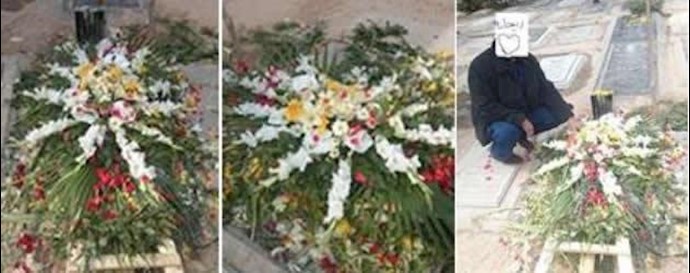 ايران - انتزاع صورة (ريحانه جباري) عن قبرها في مقبرة (بهشت زهرا) علی يد عملاء الخامئني