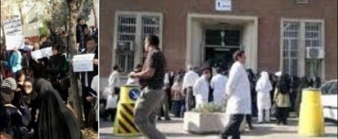 إيران- حشد احتجاجي لأکثر من 700 ممرض وممرضة أمام مکتب الملا روحاني