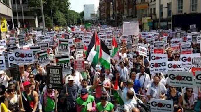 بمشارکة مئة ألف.. لندن تشهد خامس مسيرة ضد إسرائيل