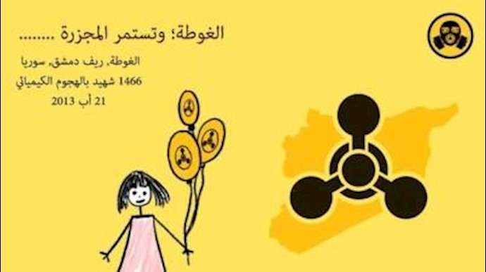 أطفال سوريون يجسدون مشهد الموت بذکری مجزرة الکيماوي