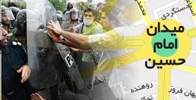 ايران: تأديب عميل من ميليشيات الباسيج علی أيدي الشباب في ساحة «امام حسين» في طهران