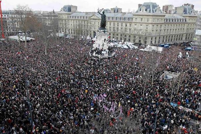 مسيرة تاريخية ضد الارهاب والتطرف في باريس