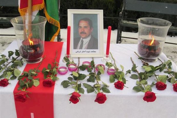 ذكرى المجاهد الشهید اصغر شریفی من جرحى القصف الصاروخی الذی استهدف لیبرتی فی حزیران/ یونیو 2013 خلال حملة عالمیة لمناصری اشرف فی نرویج وهولندا والدنمارك