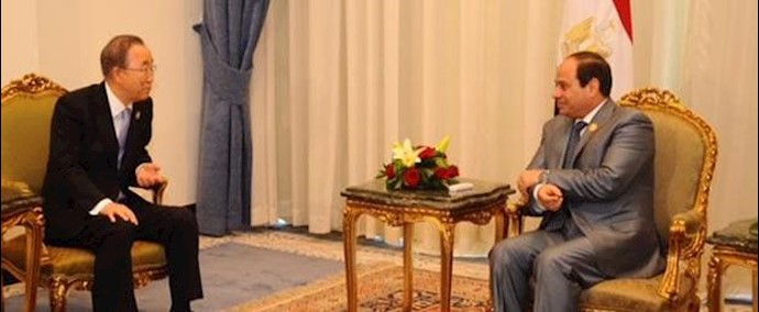 السيسي بحث مع بان کي مون سبل مکافحة الإرهاب بالمنطقة