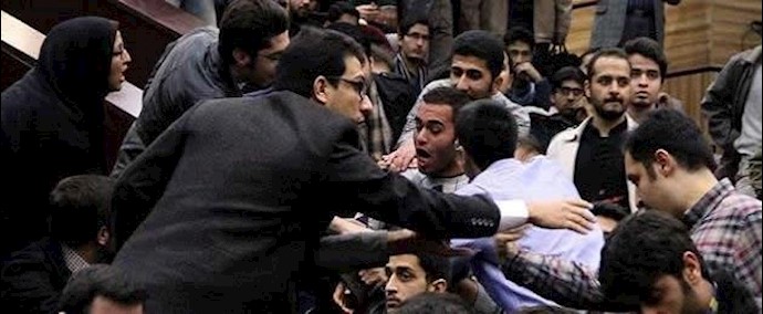 ايران.. طهران – تأديب عناصر فيلق الحرس من قبل طلاب في محطة قطار الانفاق في بهشت زهرا