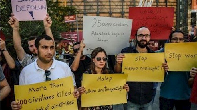 تجمعات احتجاجية في ترکيا وبريطانيا للاعتراض علی قصف مستشفيات حلب