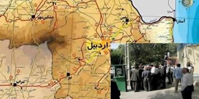 تجمع احتجاجي لعمال (مفصولين عن العمل) من شرکة آرتا لانتاج الاسمنت