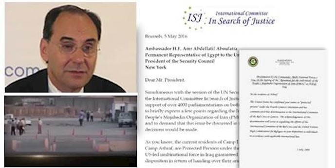 رسالة رئيس لجنة ”البحث عن العدالة” الدولية إلی رئيس مجلس الأمن حول ضمان حقوق وتأمين وحماية الأشرفيين في ليبرتي