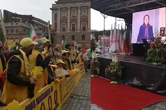 رسالة مريم رجوي إلی تظاهرة الإيرانيين في استوکهولم: علی الدول الأوروبية أن تشترط علاقاتها مع النظام الإيراني بوقف أعمال التعذيب والإعدام