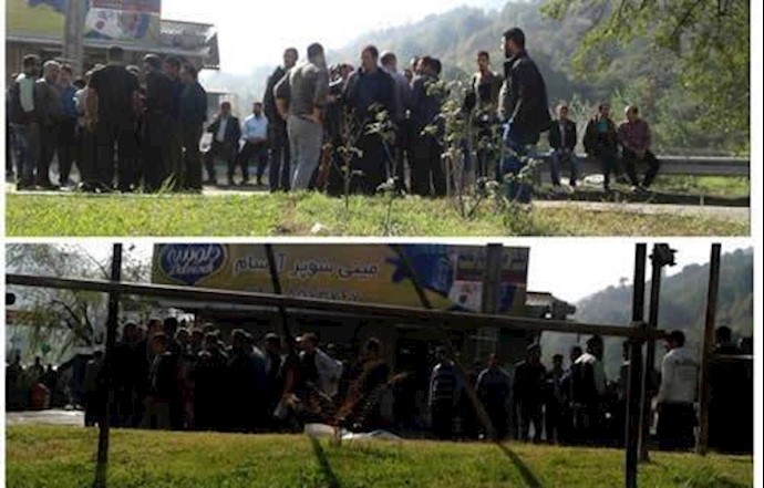 تجمع احتجاجي لعمال منجم «البرز مرکزي» وغلق طريق سواد کوه الی طهران