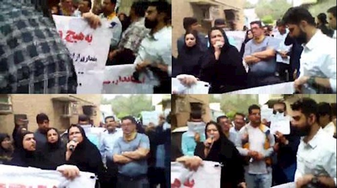 تجمع مواطنين ممن نهبت أموال أمام حوزة الملالي في الأهواز + فيديو