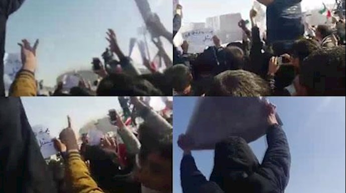 احتجاج أهالي مدينة زابل عند خطاب الملا روحاني + فيديو