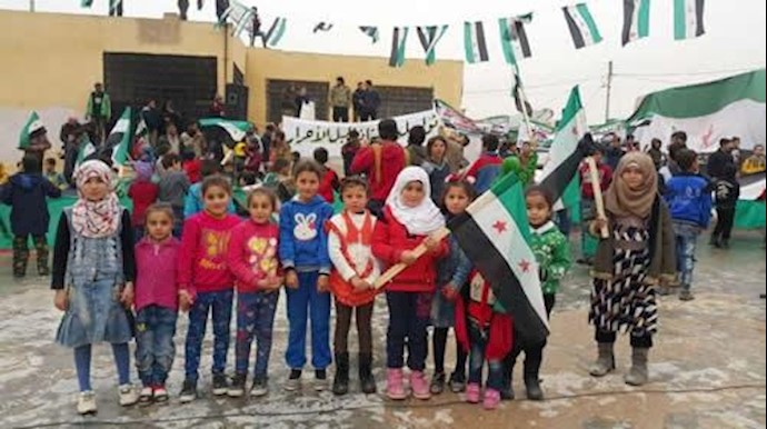 مظاهرة بريف حلب للتأکيد علی المبادئ الأساسية للثورة السورية