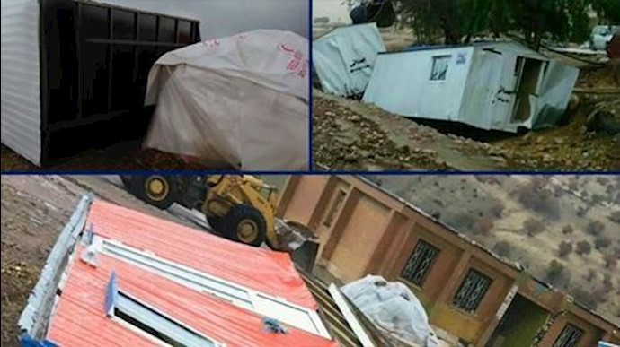 في أول عاصفة انهيار کرفانات علی روؤس المواطنين المنکوبين بالزلزال+ فيديو