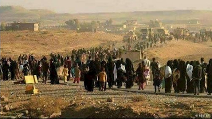 مئات الأهالي من ريف حلب الشرقي دون مأوی