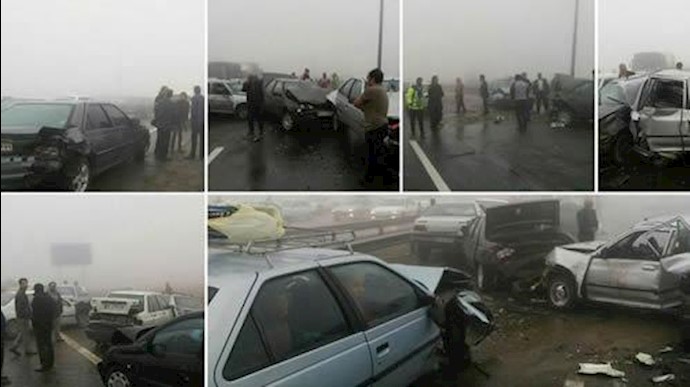 ايران.. أول مسلسل حادث مروري لـ130 عجلة في طريق مشهد
