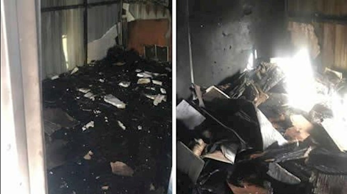 اضرام النار في کرفانة لمأموري البلدية في طهران