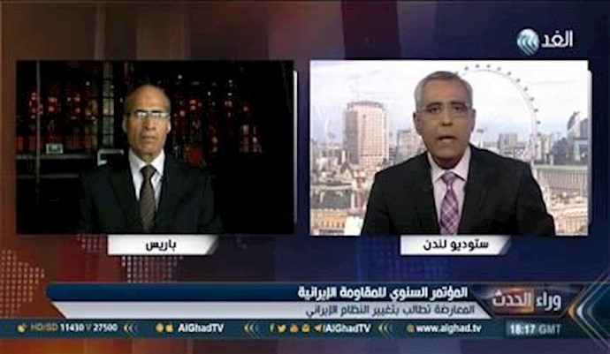 مقابلة قناة الغد مع سنابرق زاهدي بشأن مؤتمر المقاومة في باريس