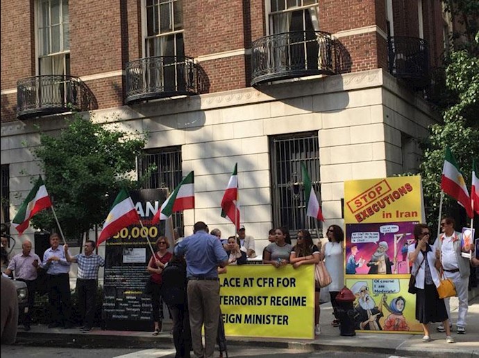 المعارضة الايرانية في نيويورک تتظاهر ضد « ظريف »+صور