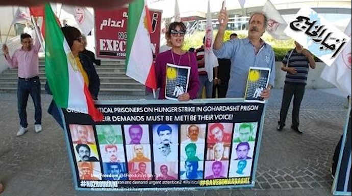 إيرانيون يطالبون بفرض عقوبات علی النظام الإيراني لانتهاکه حقوق الإنسان وتصديره الإرهاب
