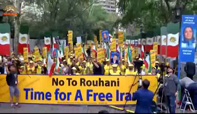 لقطات من مظاهره الإيرانيين ضد حضور روحاني في الأمم المتحدة -20سبتمبر2017