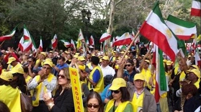مظاهرة کبری في نيويورک للالاف من الإيرانيين ضد نظام روحانی وحضوره للأمم المتحدة